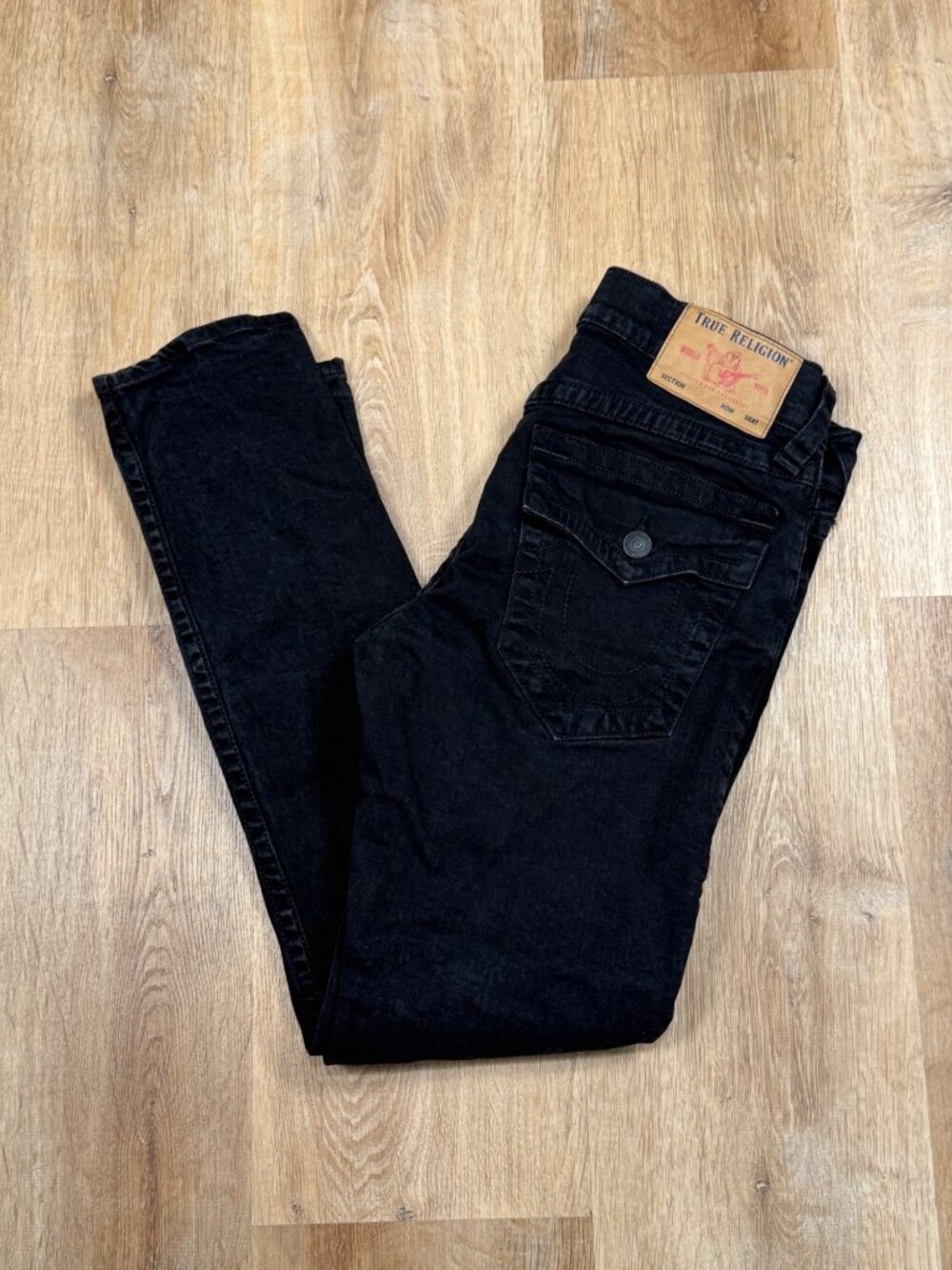 True Religion Rocco Relaxed Skinny Black Jeans Size 32 Mens Denim